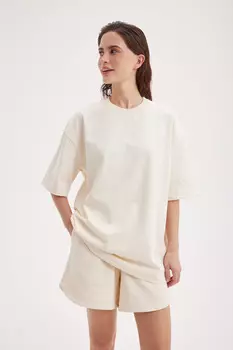 Футболка оверсайз из 100% хлопка "Лён" женская