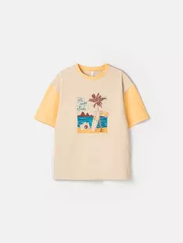 Футболка оверсайз "Крем-брюле/Абрикос" с принтом 7+