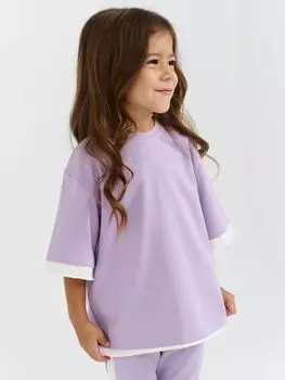Футболка оверсайз "Лаванда" с контрастной отделкой