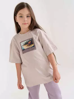 Футболка оверсайз "Серая дымка" с принтом 7+