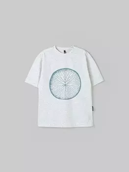 Футболка оверсайз "Серый меланж" с принтом 7+