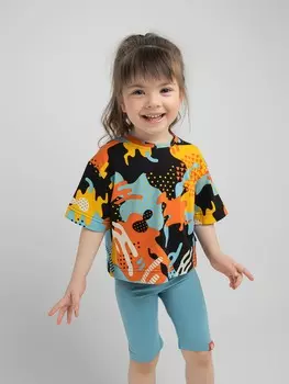 Футболка оверсайз укороченная "Позитивный камуфляж"