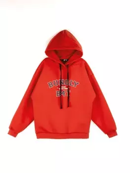 Худи оверсайз с печатью "ТОМАТ" утепленное