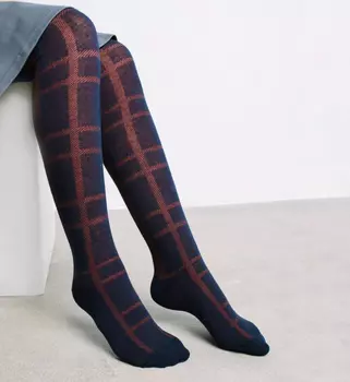 Колготки с узором клетка "Бордово-синие"