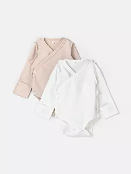 Комплект боди-кимоно с наружными швами "Сливки/Крем-брюле" 2 шт 0+