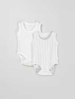 Комплект боди "Молоко/Жемчуг" из ажурного хлопка 0+