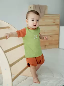 Комплект футболка и шорты "Бамбук" с принтом 0+