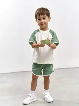 Комплект футболка и шорты "Полынь" из рифленой ткани 0+