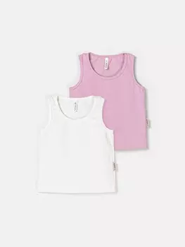 Комплект маек для девочек "Пудра/Молоко" 2 шт