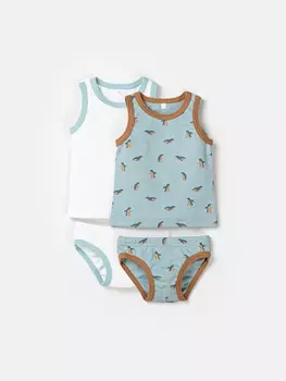 Комплект майка и трусы "Пингвины" для мальчика 2 шт 0+