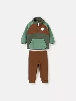 Костюм флисовый Колор блок "Хаки" 0+