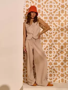 Костюм из льна и хлопка "Песок" женский