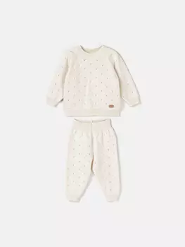 Костюм вязаный "Экрю" ажурный 0+