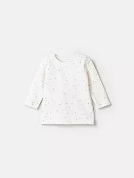 Лонгслив "Бежевые звезды" в рубчик 0+