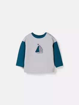 Лонгслив Колор блок "Туман" с принтом 0+