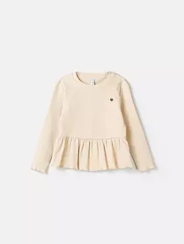 Лонгслив с баской "Крем-брюле" в рубчик