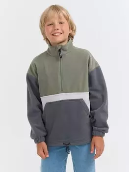 Олимпийка флисовая Колор блок "Графит/Олива" 7+
