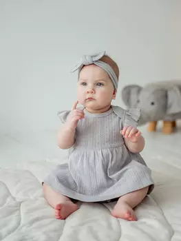 Платье-боди с крылышками "Жемчуг" из ажурного хлопка 0+