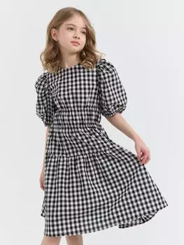 Платье хлопковое с коротким рукавом "Черно-белое" 7+