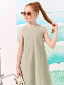 Платье хлопковое с открытой спиной "Шалфей" 7+