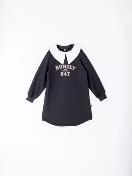 Платье с накладным воротником и печатью "Уголь" подростковое