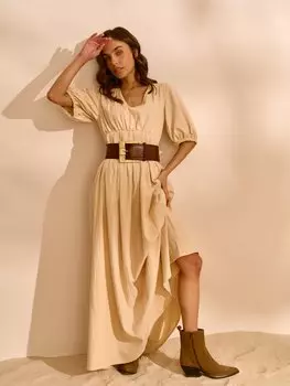 Платье с объемными рукавами "Песок" женское