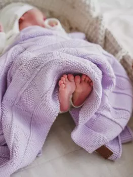 Плед вязаный хлопковый "Лаванда" 0+