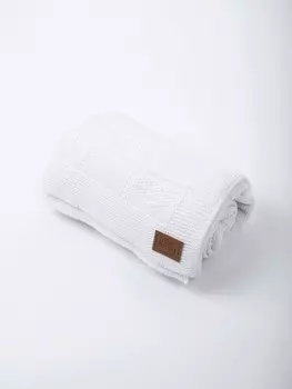 Плед вязаный хлопковый "Молоко" 0+