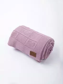 Плед вязаный хлопковый "Пудра" 0+