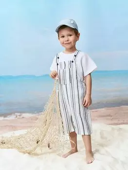 Полукомбинезон муслиновый "Синяя полоска" 0+