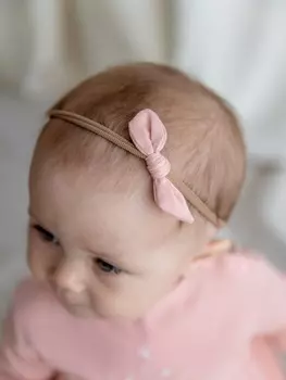 Повязка с бантиком "Персик" 0+