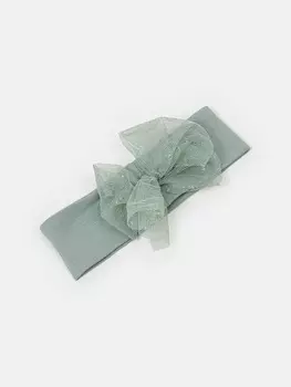 Повязка с бантом из фатина "Шалфей" 0+