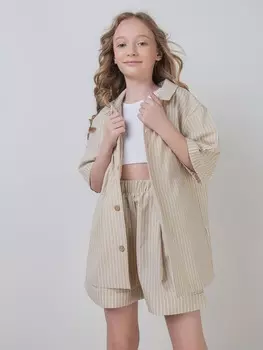 Рубашка хлопковая "ПЕСОК" с коротким рукавом подростковая