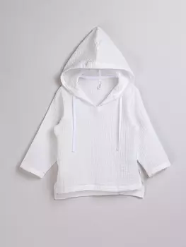 Рубашка муслиновая с капюшоном "Молоко"