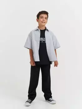 Рубашка оверсайз с коротким рукавом "Серая" 7+