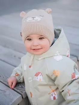 Шапка хлопковая на подкладе "Мишка" 0+