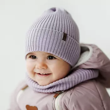 Шапка хлопковая однослойная с отворотом "Вереск" 0+