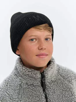 Шапка из смесового хлопка с вышивкой "Уголь" 7+