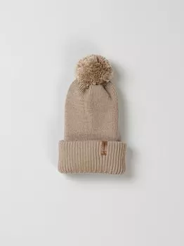 Шапка из смесовой шерсти с двойным отворотом "Экрю" 7+