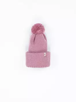 Шапка из смесовой шерсти с помпоном и двойным отворотом "Вереск" подростковая