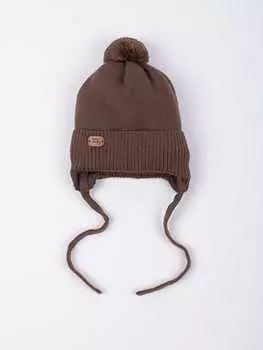 Шапка из смесовой шерсти утепленная "Мокко" на завязках 0+