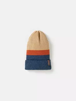 Шапка тыква из смесовой шерсти однослойная Колор блок "Деним"