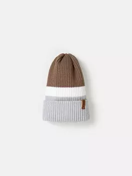 Шапка тыква из смесовой шерсти однослойная Колор блок "Жемчуг"