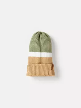 Шапка тыква из смесовой шерсти однослойная Колор блок "Песок"