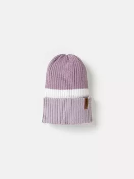 Шапка тыква из смесовой шерсти однослойная Колор блок "Вереск"