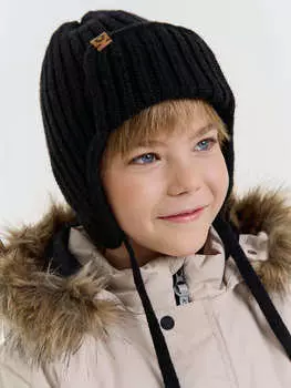 Шапка ушанка зимняя из смесовой шерсти "Уголь"