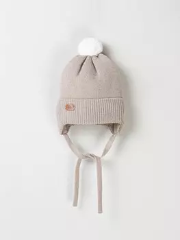 Шапка зимняя из смесовой шерсти "Нюд" на завязках 0+