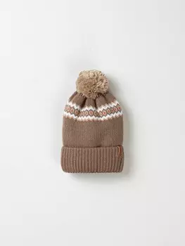 Шапка зимняя из смесовой шерсти с флисовым подкладом "Какао" 7+