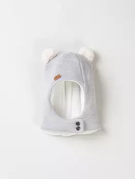 Шлем зимний из смесовой шерсти "Серебро" на кнопках 0+