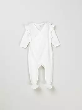 Слип на кнопках с крылышками "Молоко" из ажурного хлопка 0+